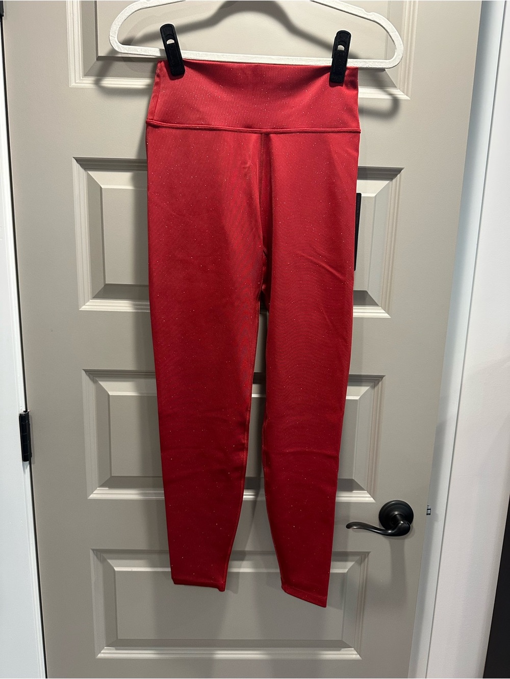 NWT WITH Women’s Bowie High Waisted Red Sparkly Leggings
